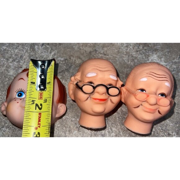 Vintage  Doll Faces Mask Craft Heads Plastic Santa Boys Old Lady / Men Lot of 5 - Picture 3 of 5